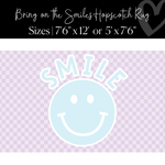 Smiley on Lavender Checkerboard Rug Classroom Rug by Flagships