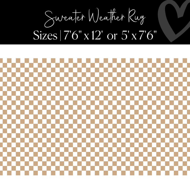Brown and White Checkerboard Rug Neutral Classroom Rug 
