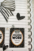 Load image into Gallery viewer, Classic Black and White Striped Bows Bulletin Board Border | Simply Sweet