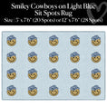 Load image into Gallery viewer, Smiley Cowboy Sit Spots on Light Blue Classroom Rug by Schoolgirl Style
