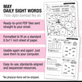 Load image into Gallery viewer, Printable Kindergarten May Daily Sight Words