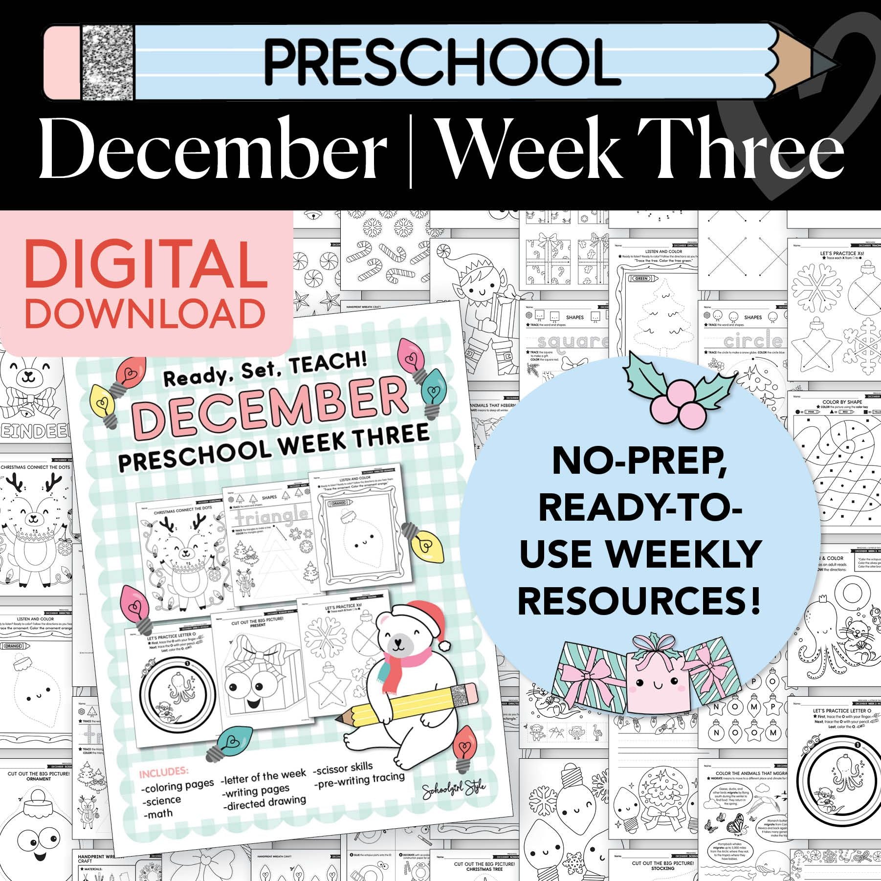 Printable Preschool December Week 3 Resources
