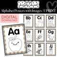 Load image into Gallery viewer, Printable Classic Black and White Alphabet Posters with Images | Simply Sweet