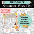 Load image into Gallery viewer, Printable First Grade November Week 2 Resources