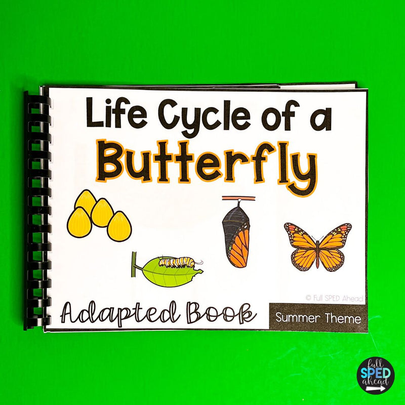 Life Cycle of a Butterfly Science Adaptive Book & Worksheet Special Education