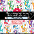 Load image into Gallery viewer, Printable Preschool March Rainbow Flashcards Alphabet Center