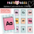 Load image into Gallery viewer, Printable Boho Pastel Alphabet Cards with Books Bulletin Board Cutouts | Pastel Pages