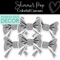 Load image into Gallery viewer, Silver Glitter Bow Bulletin Board Cutouts