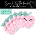 Load image into Gallery viewer, pastel pink checkered apple classroom cut outs