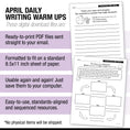 Load image into Gallery viewer, Printable Second Grade April Daily Writing Warm Ups
