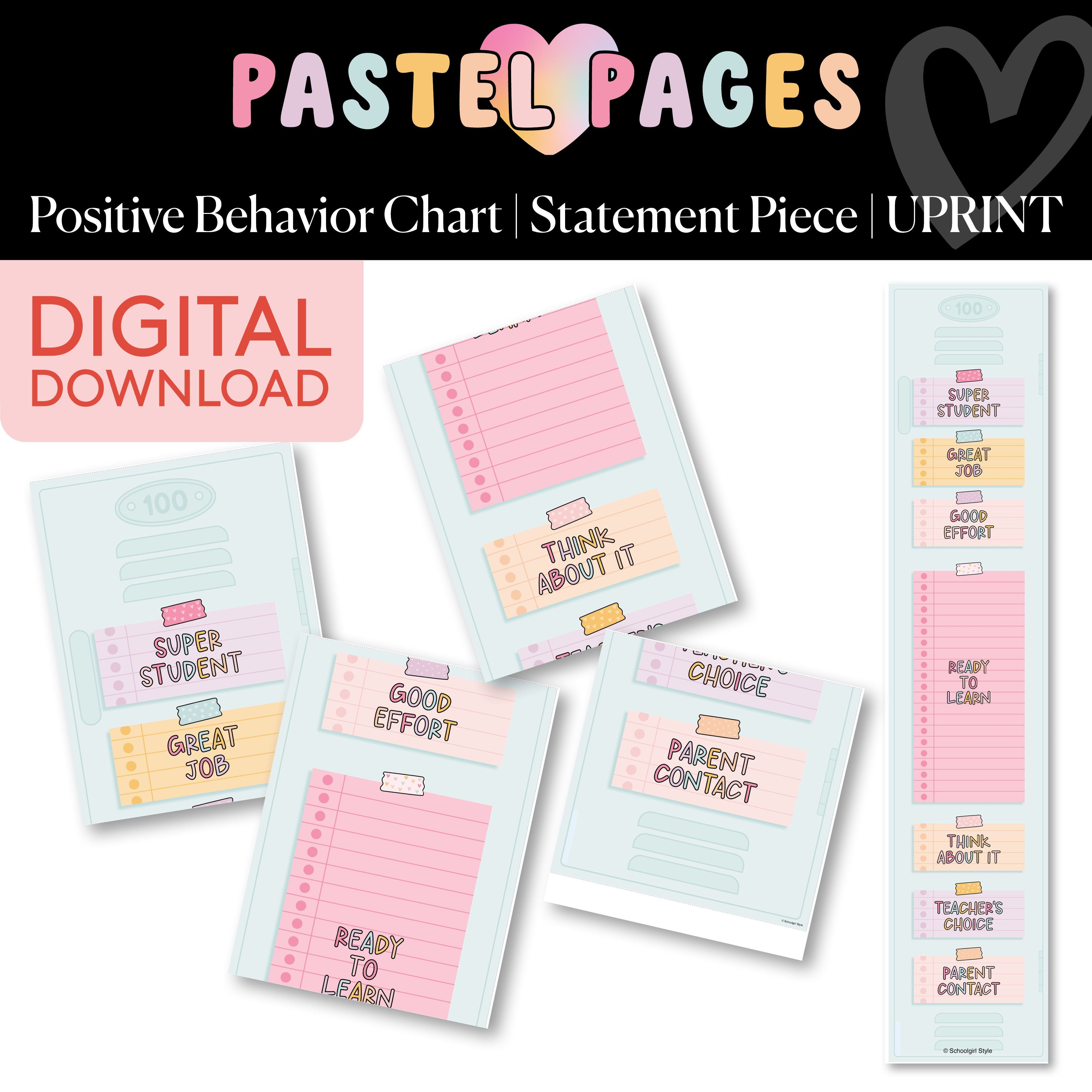 Printable Boho Pastel Positive Behavior Chart | Pastel Pages ...