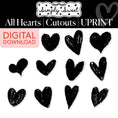 Load image into Gallery viewer, Printable Classic Black and White Sketch Hearts Cutouts | Simply Sweet