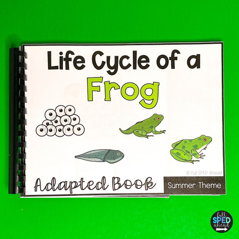 Life Cycle of a Frog Science Adaptive Book and Worksheet for Special Education