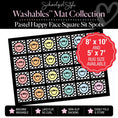 Load image into Gallery viewer, Pastel Happy Faces on Checkerboard Background Squares Sit Spot Classroom Mat by Schoolgirl Style