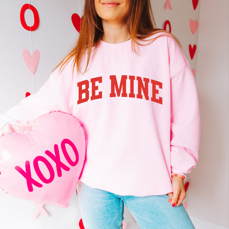 Be Mine Valentine's Day Teacher Sweatshirt in Pink