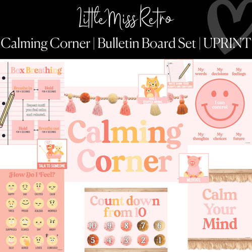 Printable Calming Corner Bulletin Board Set Classroom Decor LIttle Miss Retro by UPRINT