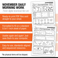 Load image into Gallery viewer, Printable Kindergarten November Daily Morning Work
