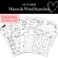 Load image into Gallery viewer, October Mazes and Word Searches