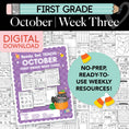 Load image into Gallery viewer, Printable First Grade October Week 3 Resources