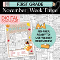 Load image into Gallery viewer, Printable First Grade November Week 3 Resources