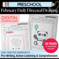 Load image into Gallery viewer, Printable Preschool February Directed Drawing Worksheets
