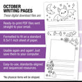 Load image into Gallery viewer, Printable October Writing Pages
