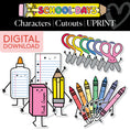 Load image into Gallery viewer, Printable Bright Rainbow School Supply Characters Bulletin Board Cutouts | School Days