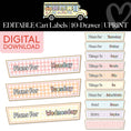 Load image into Gallery viewer, Printable Gingham Editable 10 Drawer Cart Labels | A Year In Pastel