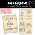 Load image into Gallery viewer, Printable Black and White Book Pages Bulletin Board Cutouts | Books and Bows