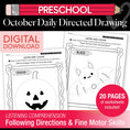 Load image into Gallery viewer, Printable Preschool October Directed Drawing Worksheets