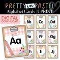Load image into Gallery viewer, Printable Pastel Manuscript Clipboard Alphabet Cards | Pretty in Pastel