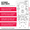 Load image into Gallery viewer, Printable Preschool October Daily Math