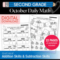 Load image into Gallery viewer, Printable Second Grade October Daily Math Worksheets