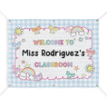 Load image into Gallery viewer, Sticker Book Blue Gingham Personalized Classroom Banner | Banner Bar