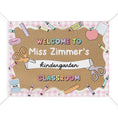 Load image into Gallery viewer, Scissors & School Supplies Pastel Pink Gingham Personalized Banner | Banner Bar