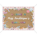 Load image into Gallery viewer, Carnation Pink Gingham Pastel School Supplies Personalized Banner | Banner Bar