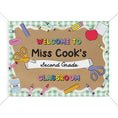 Load image into Gallery viewer, Green Gingham School Supplies Personalized Classroom Banner | Banner Bar