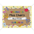 Load image into Gallery viewer, Yellow Gingham School Supplies Personalized Classroom Banner | Banner Bar