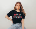 Load image into Gallery viewer, Merry Teacher patch letters | Christmas teacher shirt
