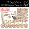 Load image into Gallery viewer, Printable Neutral Editable Substitute Teacher Bin | Cozy
