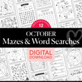 Load image into Gallery viewer, Printable October Mazes and Word Searches