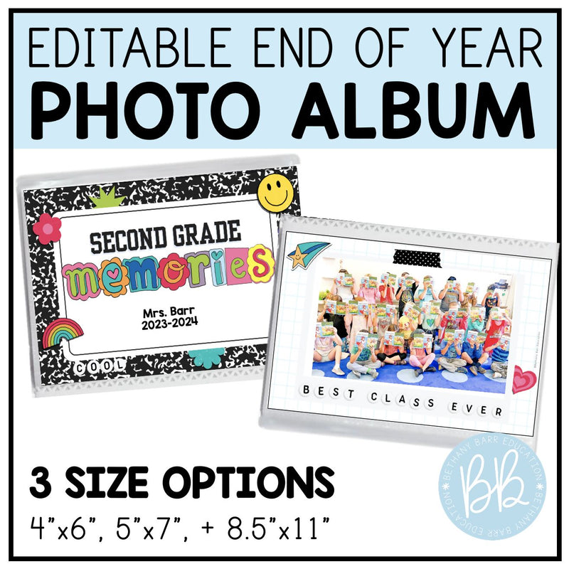 Editable End of Year Photo Album | 4x6, 5x7, Full Page | End of Year Gift