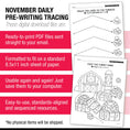 Load image into Gallery viewer, Printable Preschool November Daily Pre-Writing Tracing