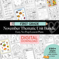 Load image into Gallery viewer, Printable First Grade November Thematic Unit Bundle