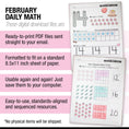 Load image into Gallery viewer, Printable Kindergarten February Daily Math
