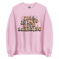 Load image into Gallery viewer, 'Fall in Love with Learning' Teacher Crewneck Sweatshirt in green, pink, white and tan