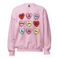 Load image into Gallery viewer, Candy Hearts Valentine's Day teacher sweatshirt | Pink or White