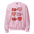 Load image into Gallery viewer, XO Hugs, Kisses and Hearts Valentine's Day Teacher Sweatshirt in pink or white