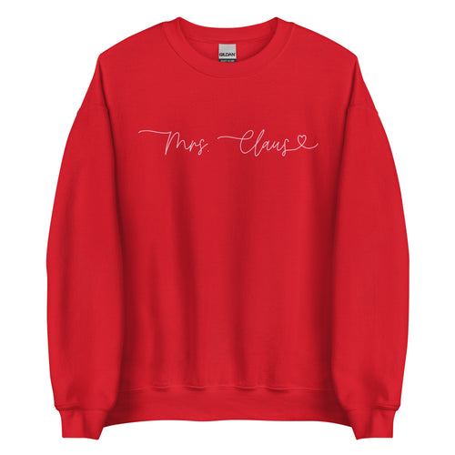 Mrs. Claus Sweatshirt | Pink letters on red | Holiday Teacher Clothing