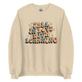 Load image into Gallery viewer, 'Fall in Love with Learning' Teacher Crewneck Sweatshirt in green, pink, white and tan